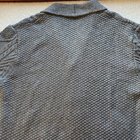 Cable Knit Gray Cardigan Sweater Mens Medium Cottagecore Wool Blend Academia - Picture 8 of 10